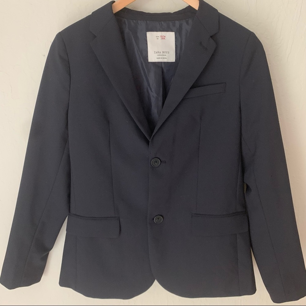 New ZARA Boys Blazer Blue Tailored Fit Wool Blend Traditional Holiday Size 13/14 - Picture 13 of 13